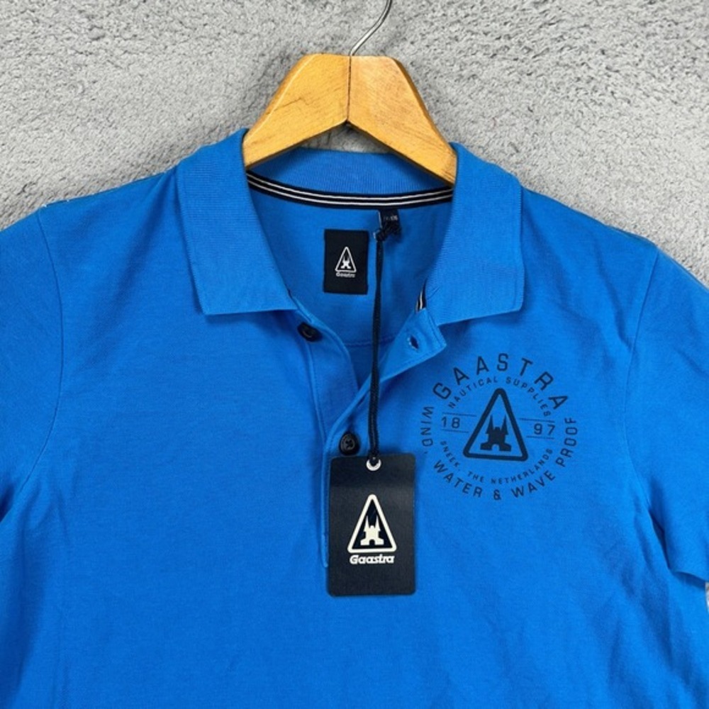 Gaastra Adult Mens Polo Shirt US Small Blue Casual Short Sleeve Logo Rugby NEW